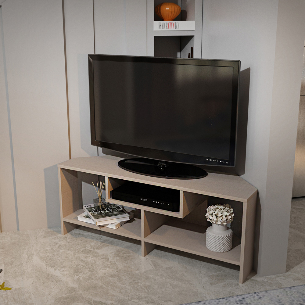 Decorotika Maldives 3 Shelf Beige Corner TV Unit Image 3