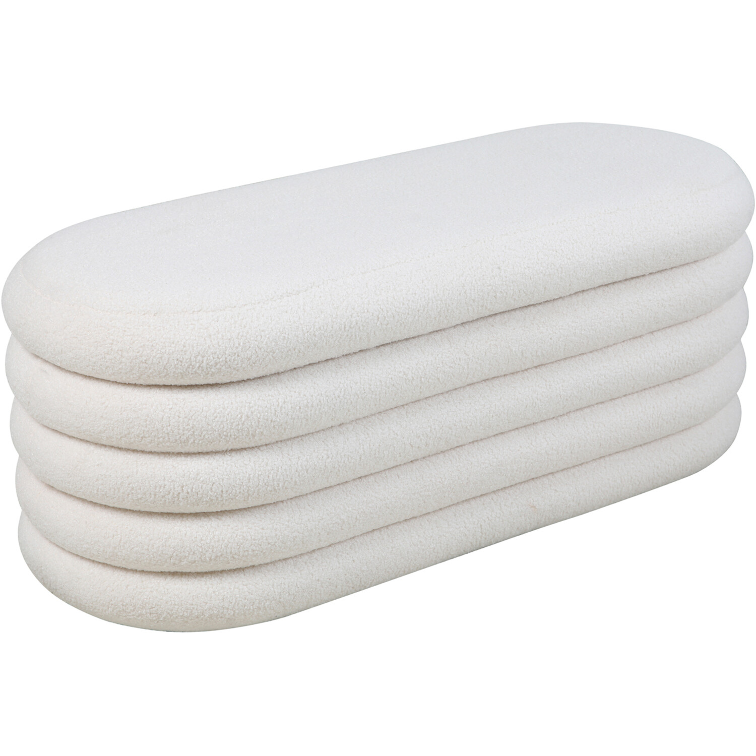 Cream Boucle Storage Ottoman Cream Image 2