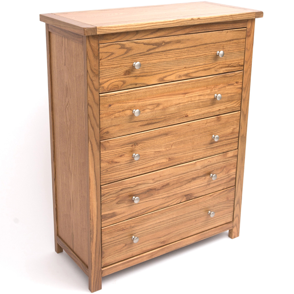 Cabinet Bits Trivento 5 Drawer Brown Chrome Knob Chest of Drawers Image 4