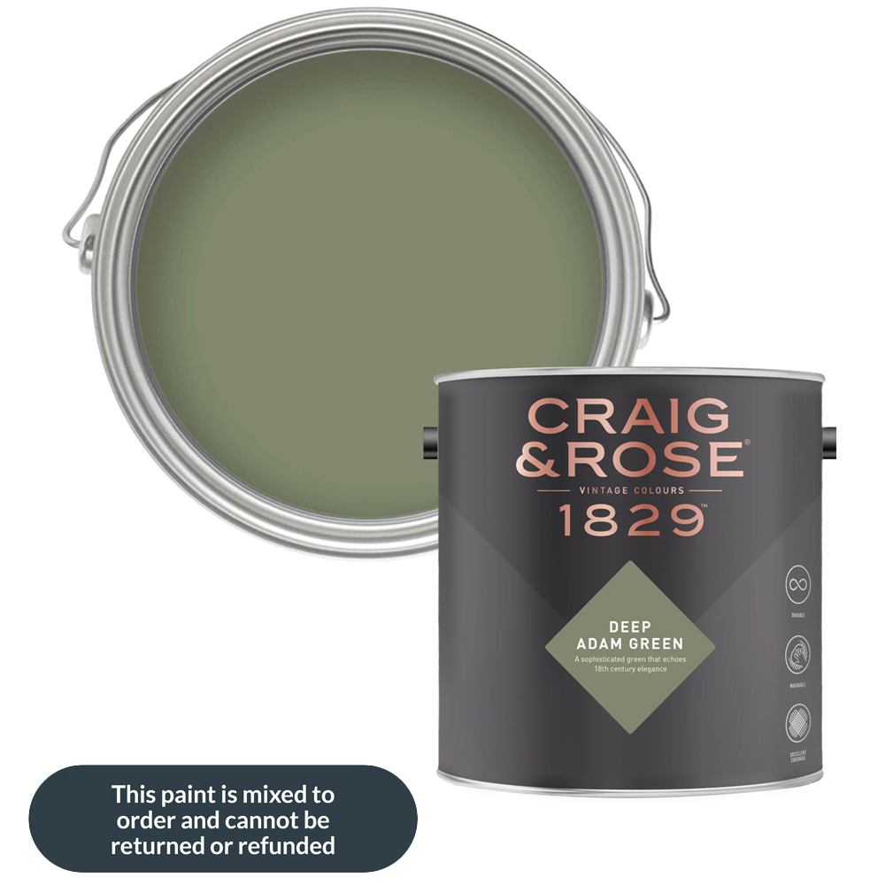 Craig & Rose Walls and Ceilings Deep Adam Green Chalky Emulsion Paint 5L Image 1