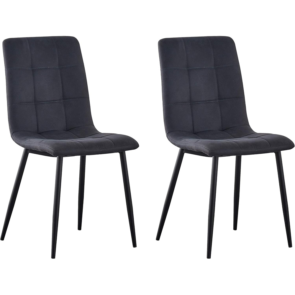 Henri Set of 4 Black Faux Suede Leather Dining Chair Image 3