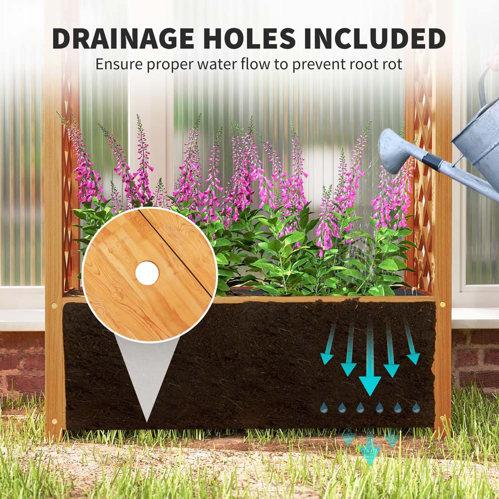 Outsunny Wooden Raised Garden Bed with Trellis Image 6