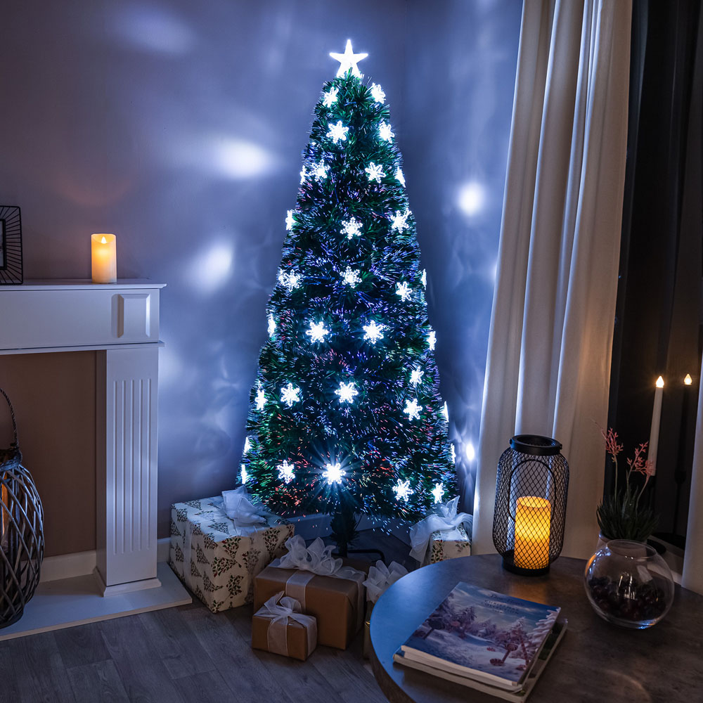 The Christmas Centre 58 Cool White LED Green Fibre Optic Artificial Xmas Tree 6ft Image 2