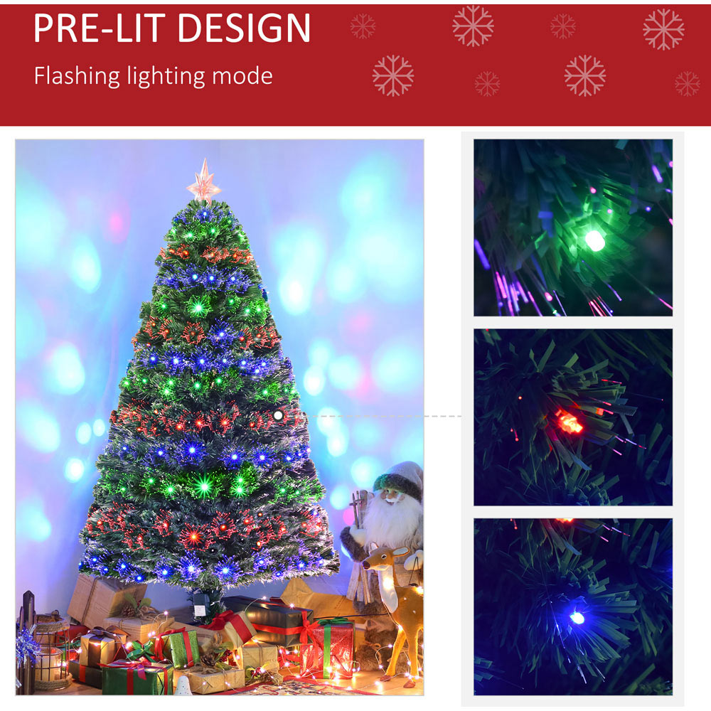 Everglow Multicolour Fiber Optic LED Green Artificial Christmas Tree 5ft Image 5