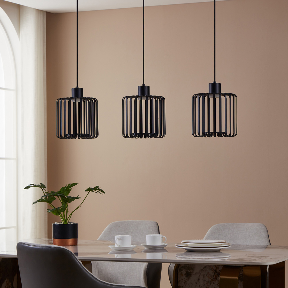 EGLO Ginestrone-Z 3 Lamp Black Steel RGB LED Pendant Light Image 4