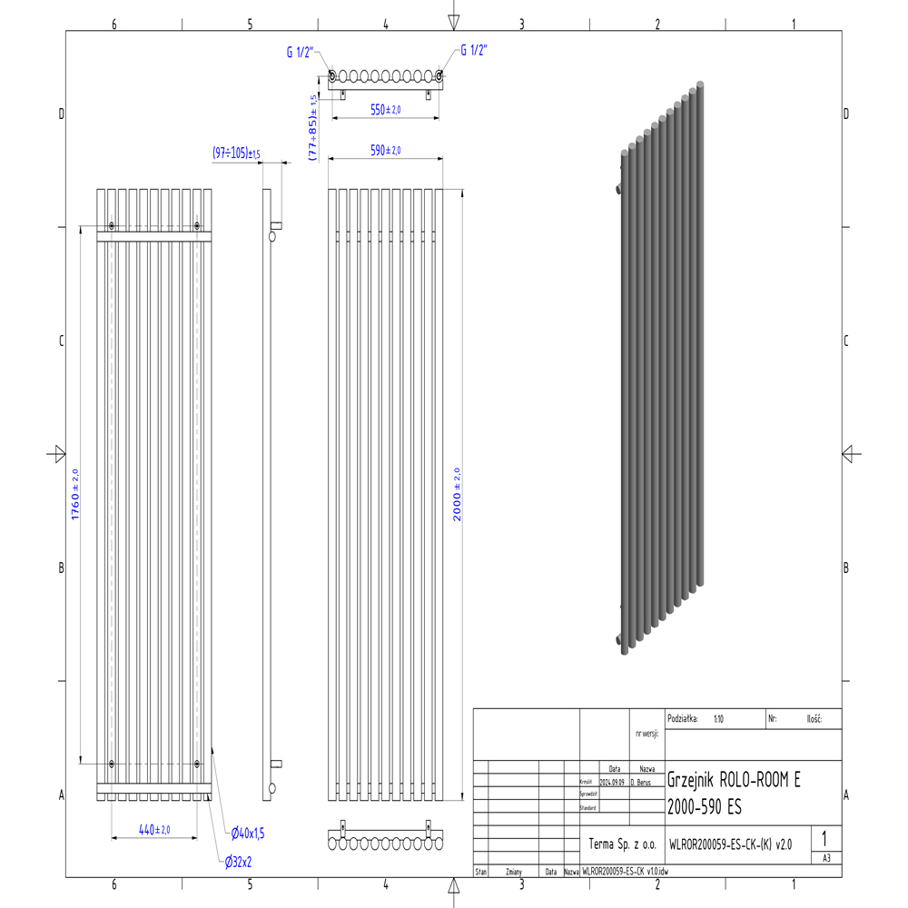 Terma Rolo-Room E Wi-Fi White Electric Radiator 1500W 2000 x 590mm Image 9