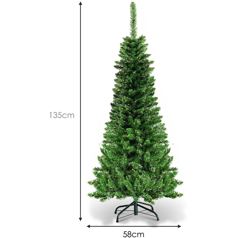 Costway 150 Warm White LED Pre-Lit Artificial Pencil Christmas Tree 4.5ft Image 9