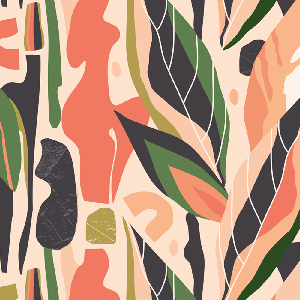 Origin Murals Abstract Leaf Shapes Wall Mural Image 2