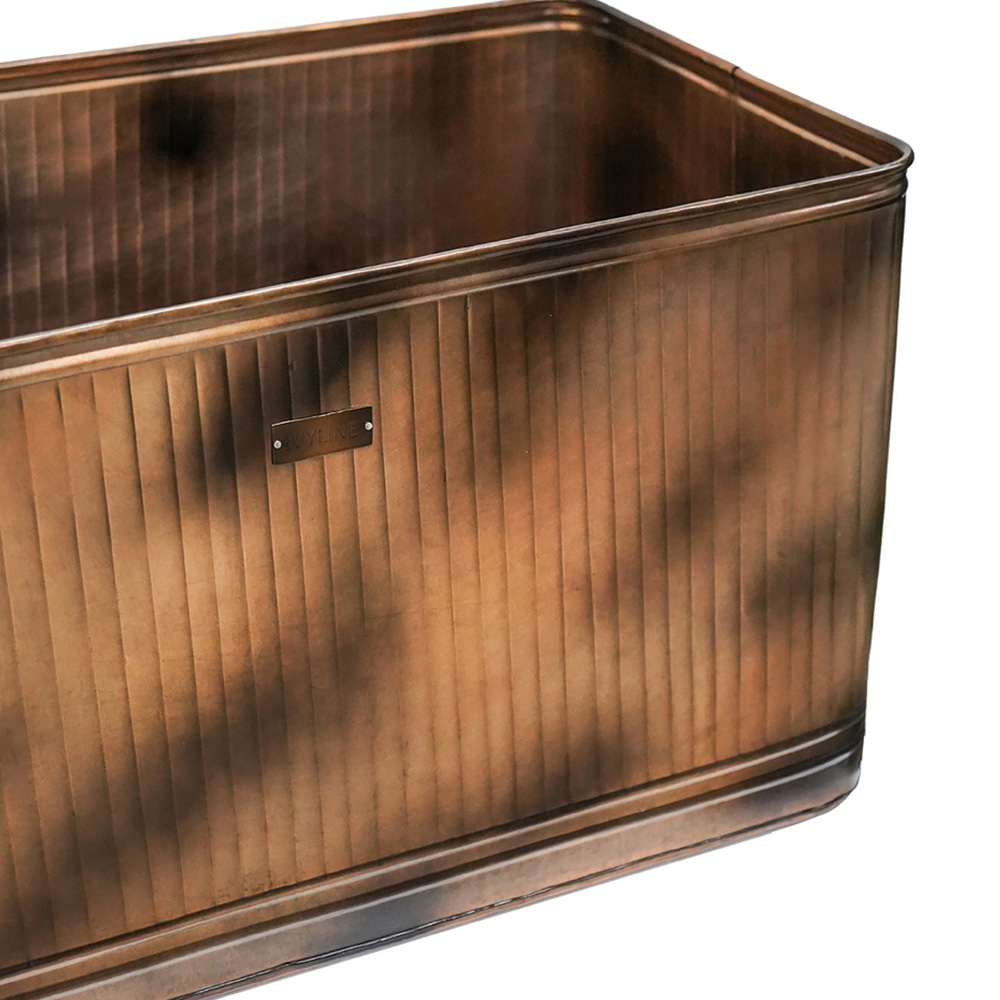 Ivyline Hampton Rectangular Copper Metal Planter 45 x 80cm Image 3