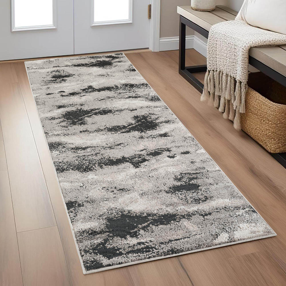 Desire Rugs Elysium Modern Abstract Action Metallic Mist Grey Rug 200 x 290cm Image 2
