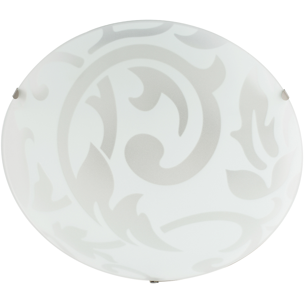 Happy Homewares Floral Circular Frosted White Glass IP20 Flush Ceiling Light Image 4