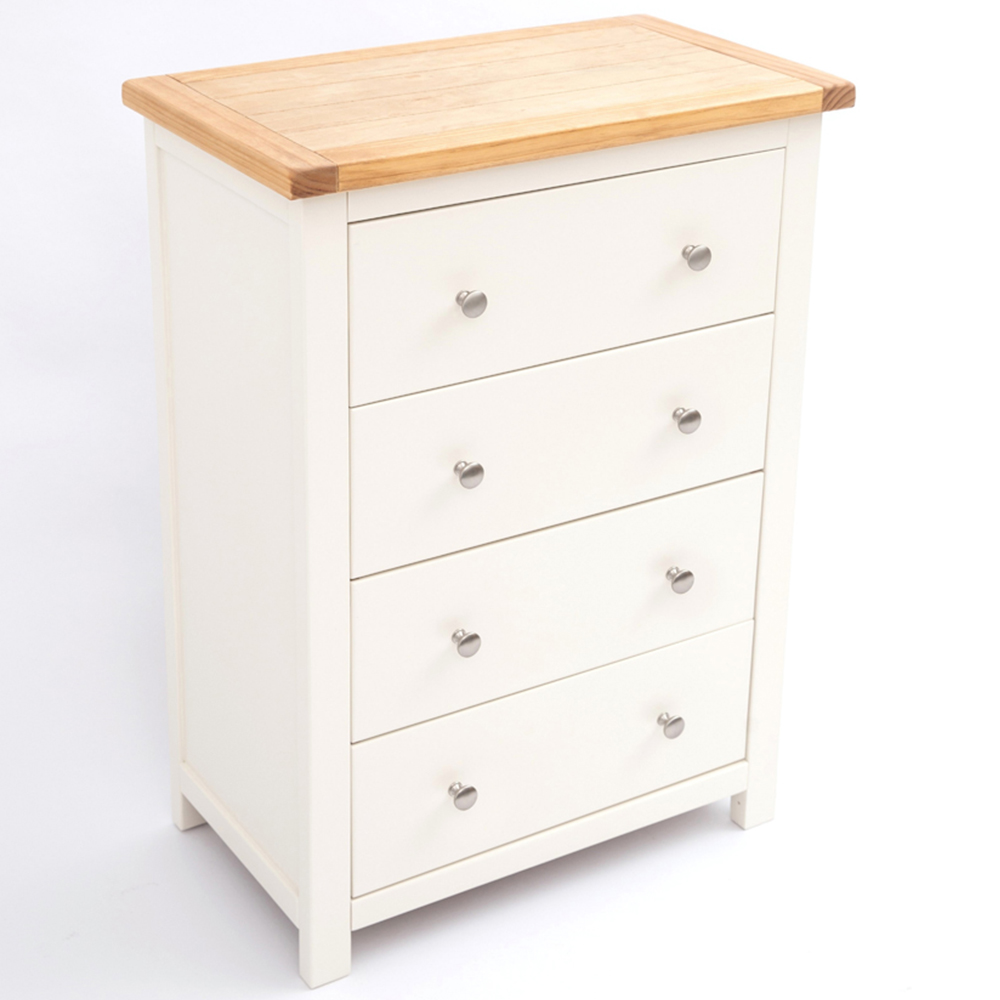 Cabinet Bits Maggiori 4 Drawer Off White Chrome Knob Chest of Drawers Image 4