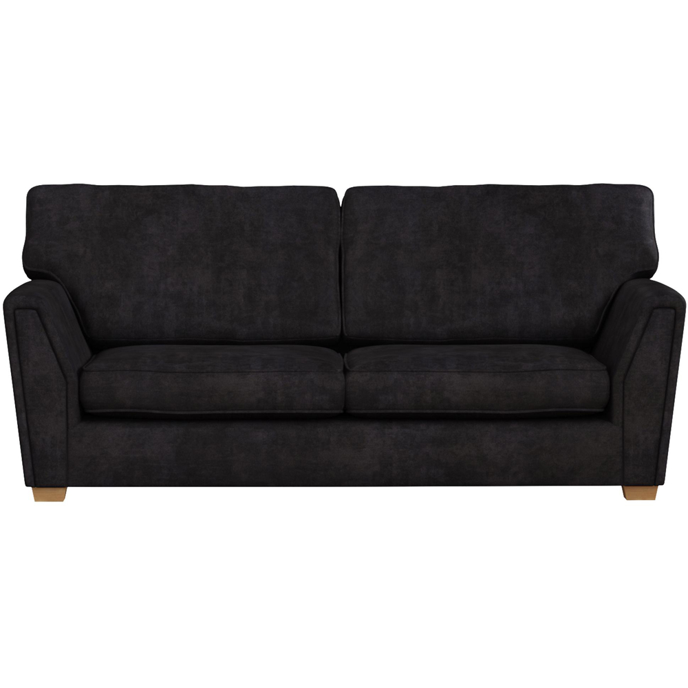 Wendleberry 3 Seater Ebony Plush Velvet Fixed Back Sofa Image 2