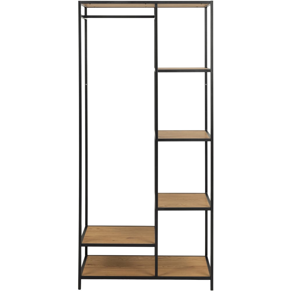 Florence Seaford 5 Shelf Oak and Black Metal Clothes Rack Image 3