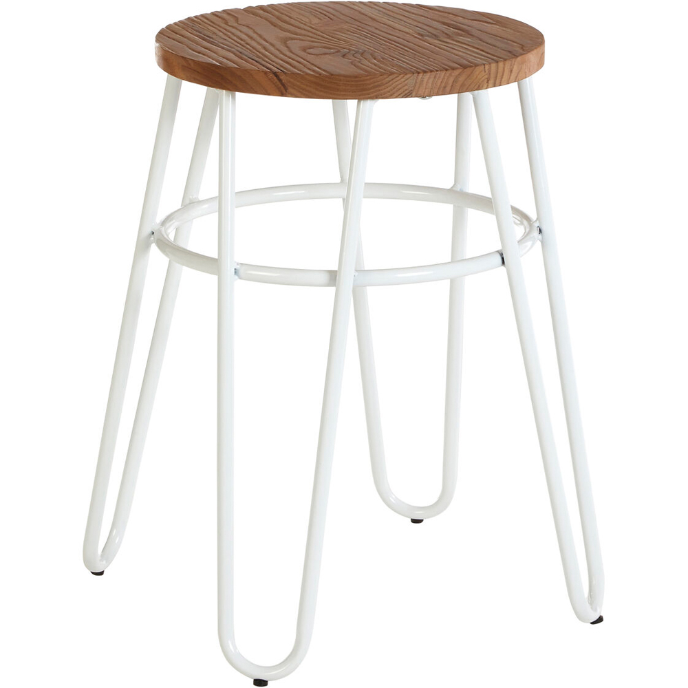 Premier Housewares District White and Brown Bar Stool with Hairpin Legs Image 3
