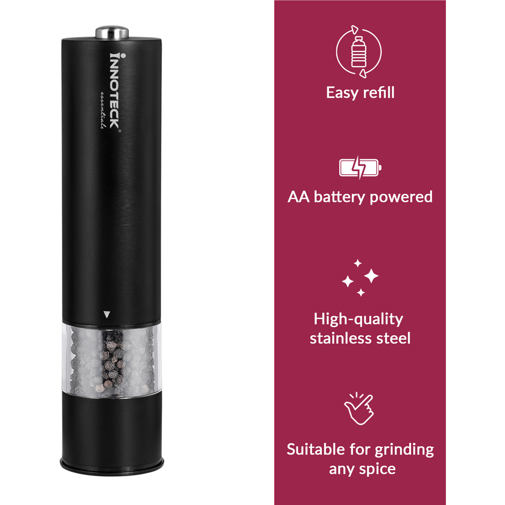 Innoteck Essentials Black Stainless Steel Electric Salt and Pepper Mill Set Image 6