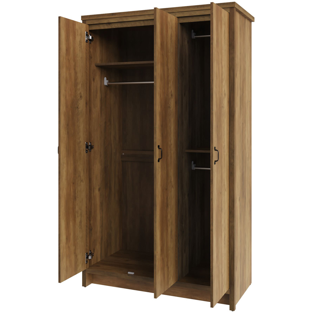 GFW Boston 3 Door Knotty Oak Wood Wardrobe Image 5
