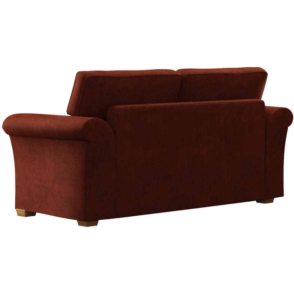 Castleacre 3 Seater Marmalade Plush Velvet Fixed Back Sofa Image 4