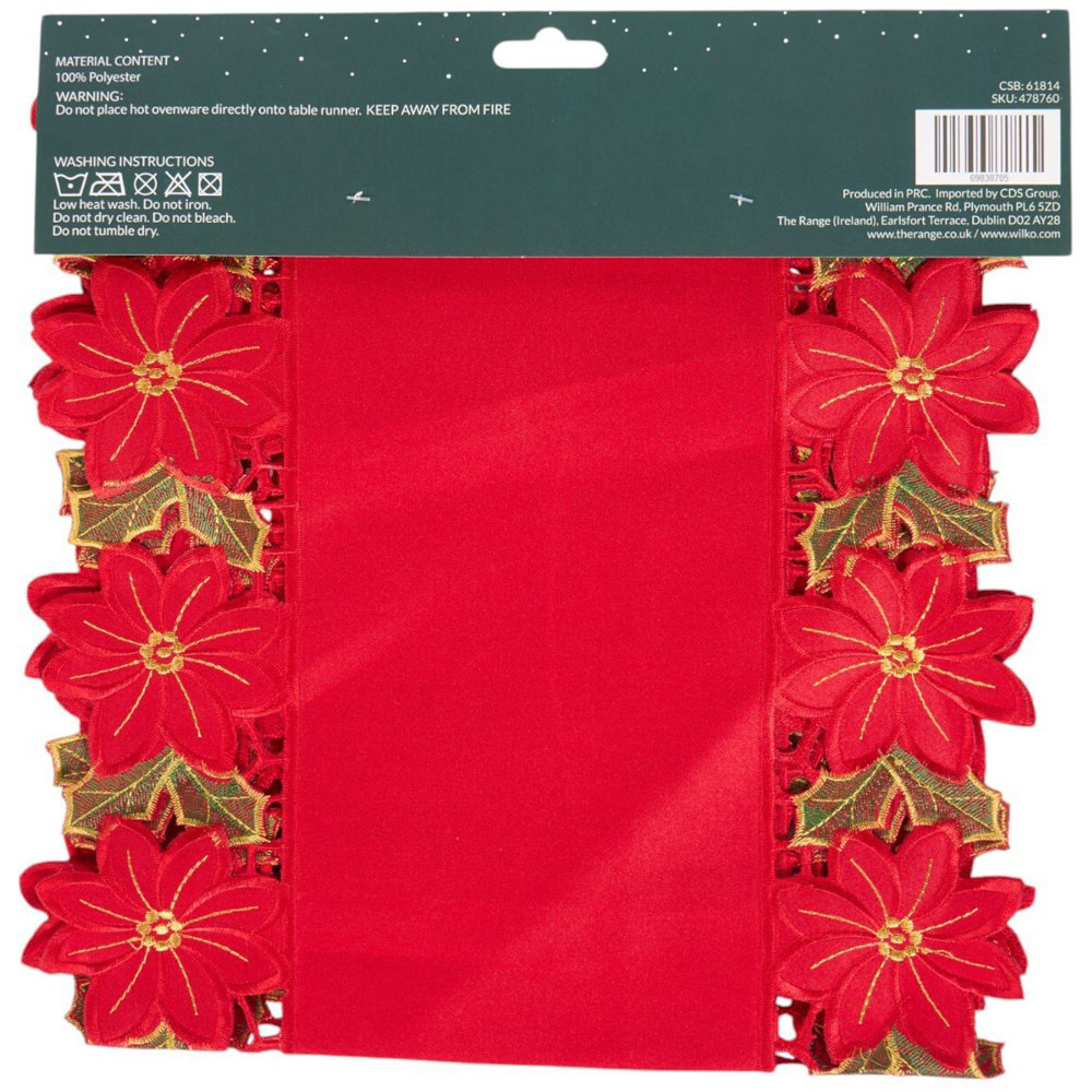 Poinsettia Table Runner Red Image 2