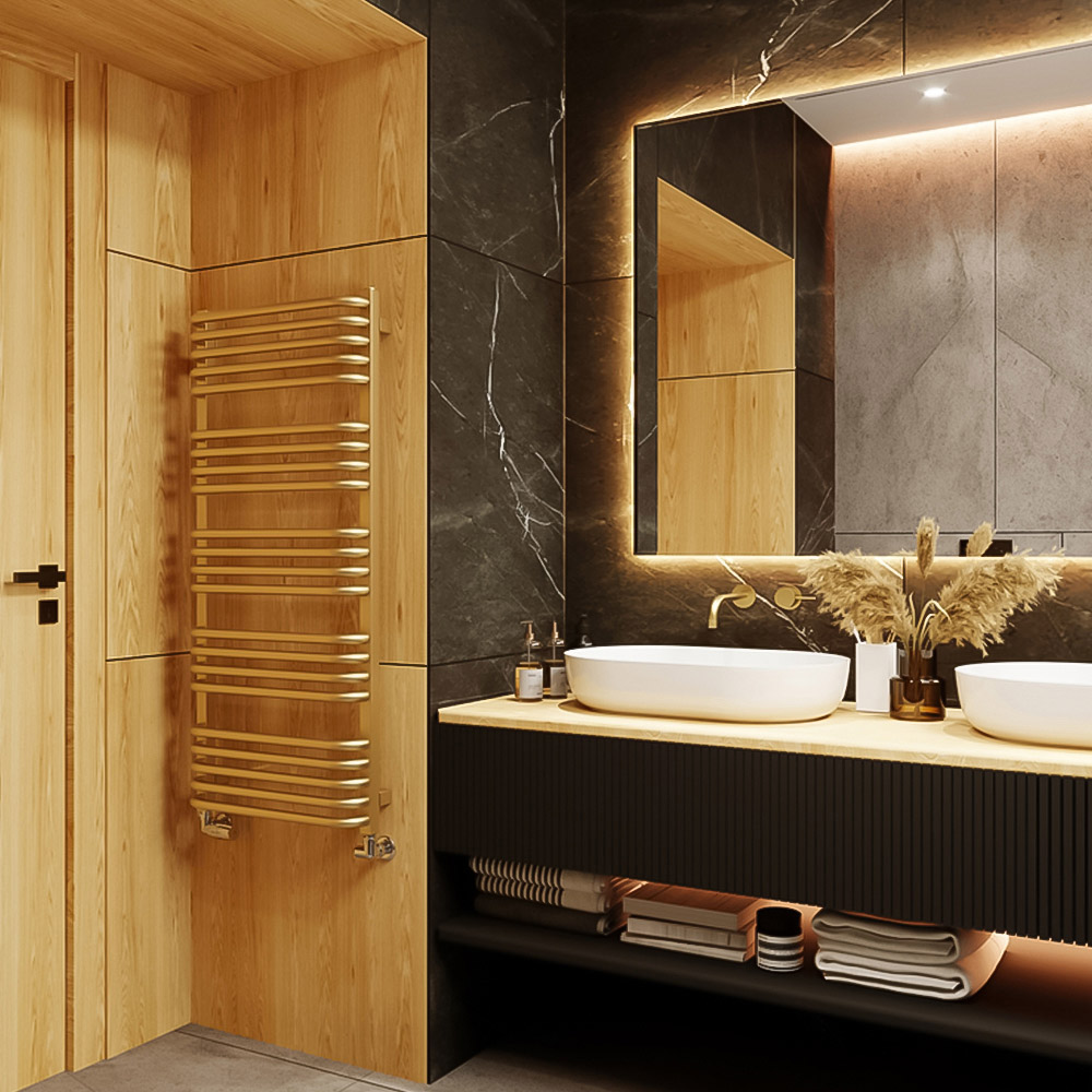 Terma Alex Brass Heated Towel Rail 1140 x 500mm Image 6