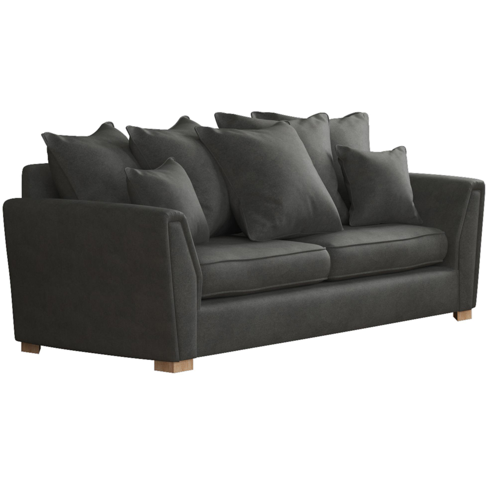 Wendleberry 3 Seater Steel Plush Velvet Scatter Back Sofa Image 3