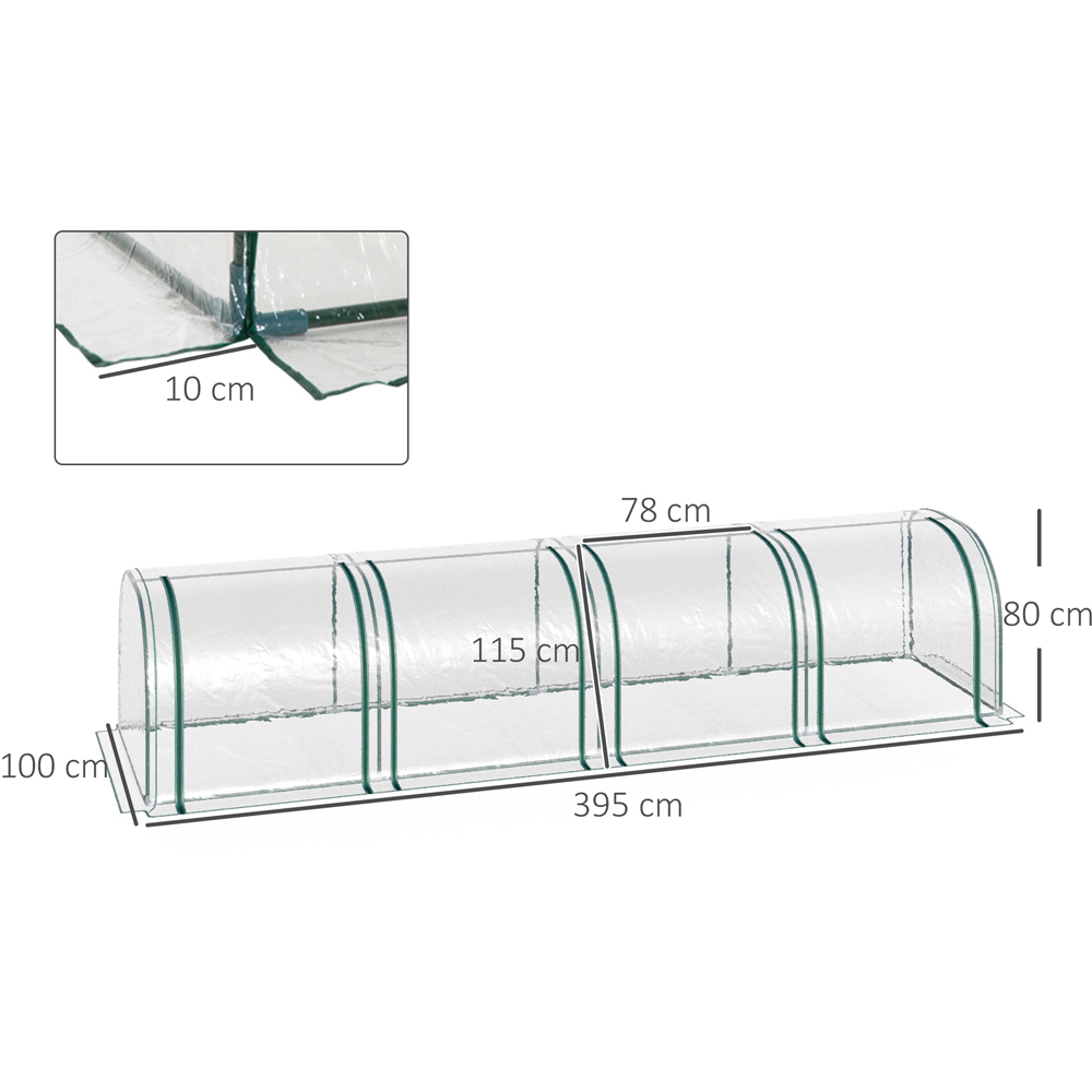 Outsunny Long Plastic Cover Tunnel 12.9 x 3.2ft Greenhouse Image 8