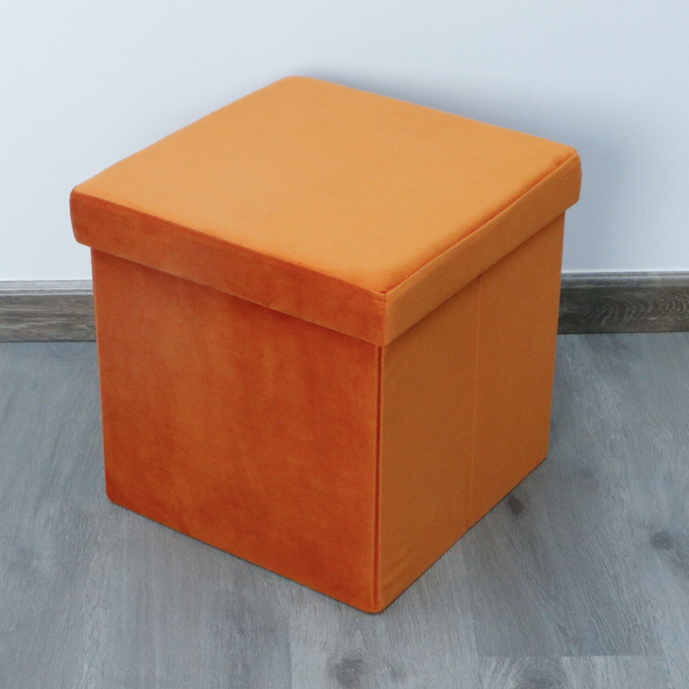 Seville Orange Velvet Storage Box Image 5