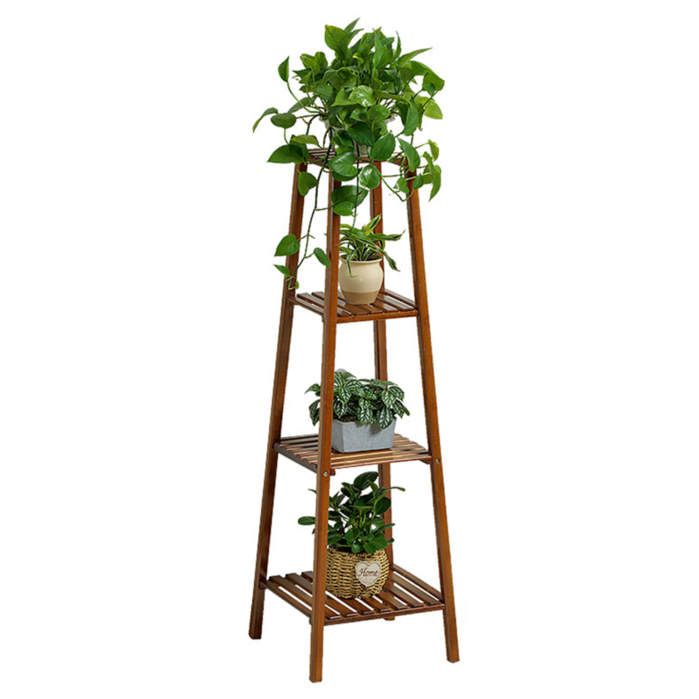 Living and Home 4 Shelf Vintage Solid Wood Plant Stand Image 2