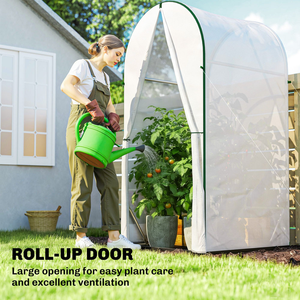 Outsunny White 3.3 x 3.3ft Mini Greenhouse with PE Base Image 5