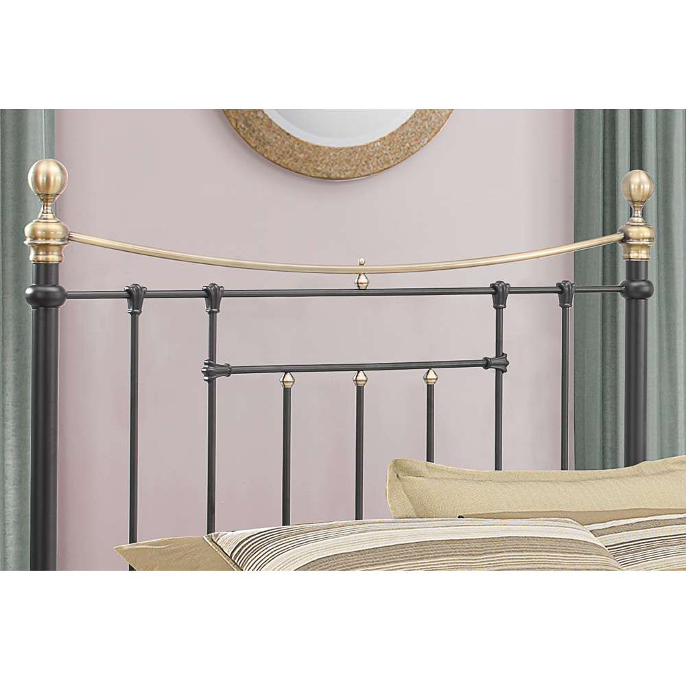 Bronte Double Black and Antique Brass Metal Bed Frame Image 4