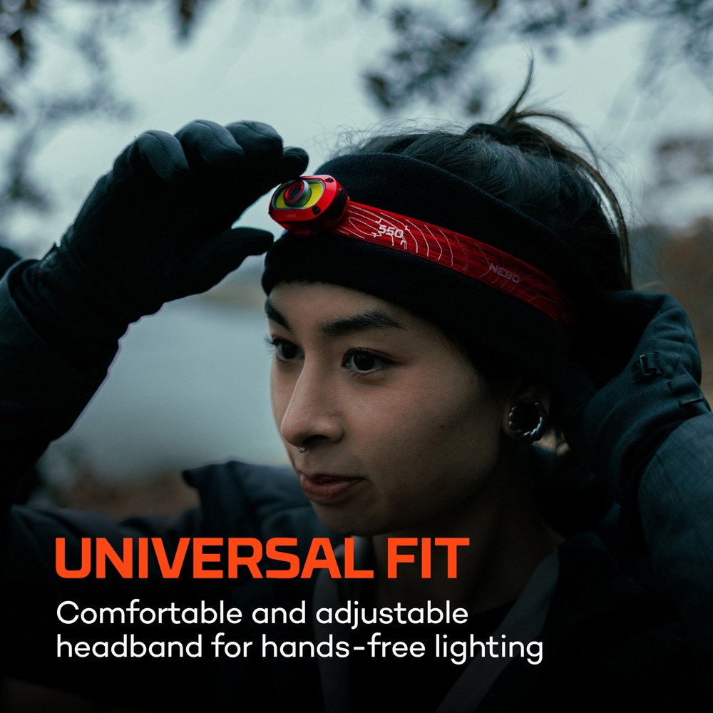 Nebo Mycro 550+ 2-in-1 550 Lumens Red Rechargeable Detachable Headlamp and Cap Light Image 7