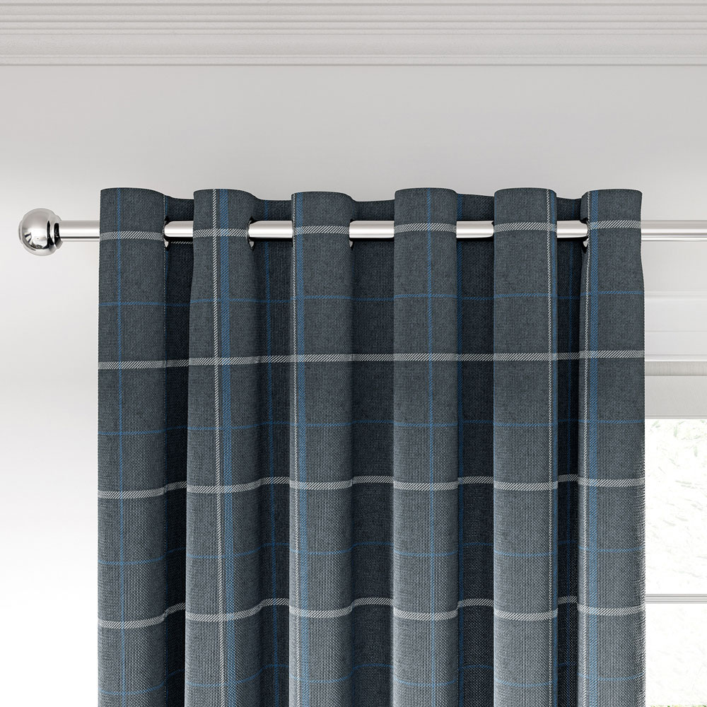 Helena Springfield Harper Woven Lined Navy Eyelet Curtains 228 x 228cm Image 2