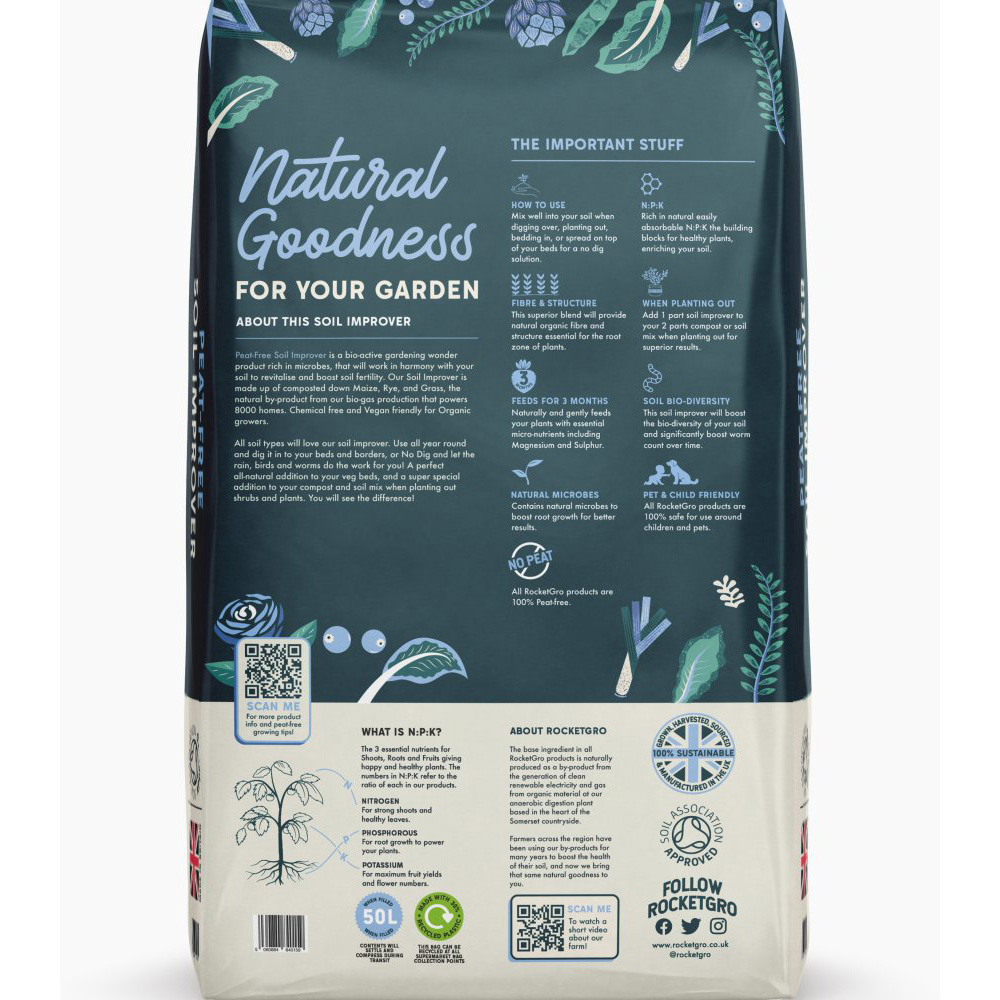 Thompson & Morgan RocketGro Soil Improver 50L 2 Pack Image 3