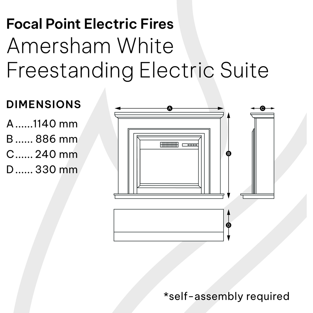 Focal Point Amersham White Electric Fire Suite Image 9
