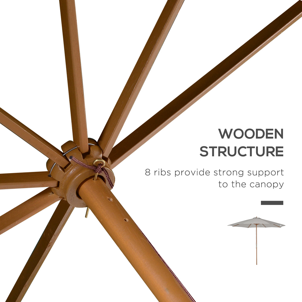 Outsunny Grey Bamboo Rope Pully Parasol 3m Image 6