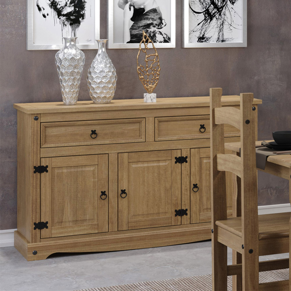 Corona 3 Door and 2 Drawer Antique Wax Finish Medium Sideboard Image 6