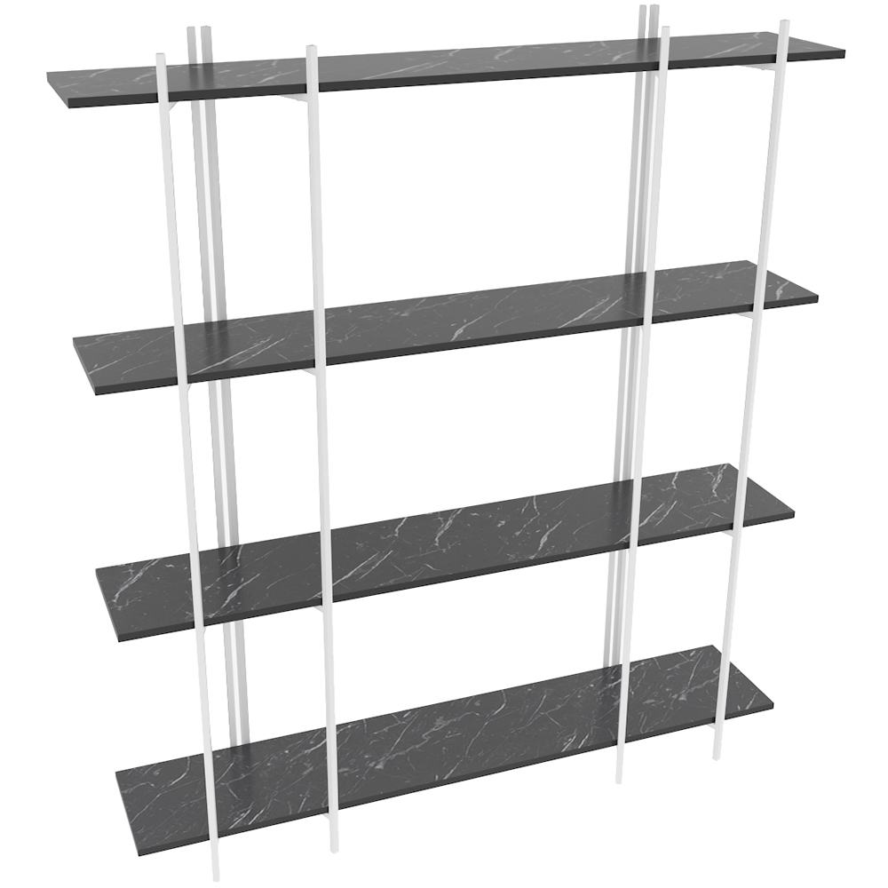 Decorotika Moss 4 Shelf Black Marble and White Bookcase Image 2