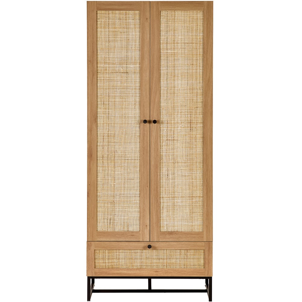 Julian Bowen Padstow 2 Door Single Drawer Oak Wardrobe Image 5