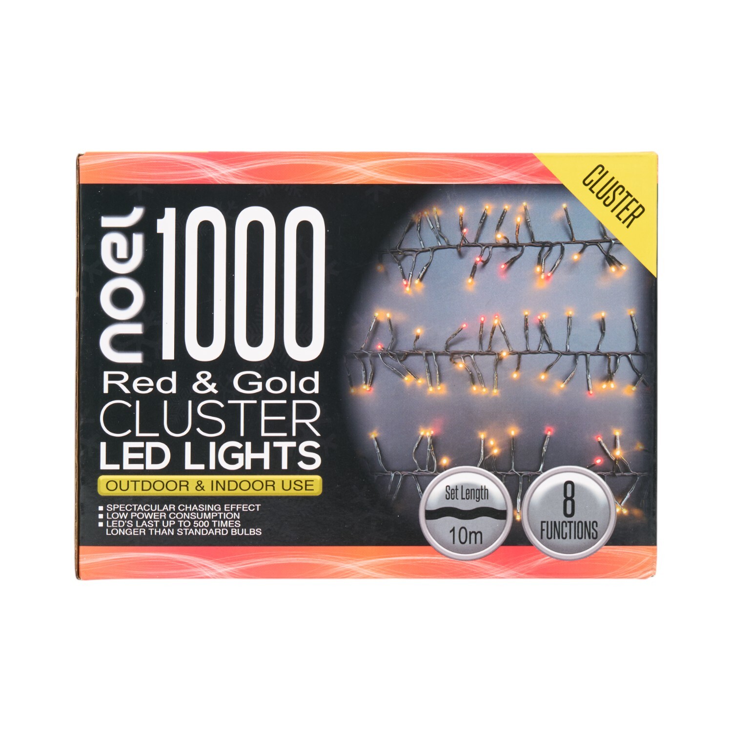 Cluster LED Light Chain Red and Gold 1000 Image 2