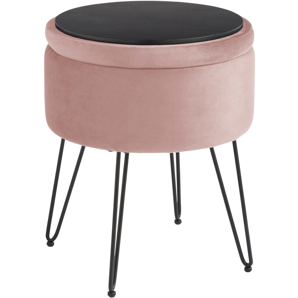 GFW Avery Blush Pink Velvet Storage Stool Image 4