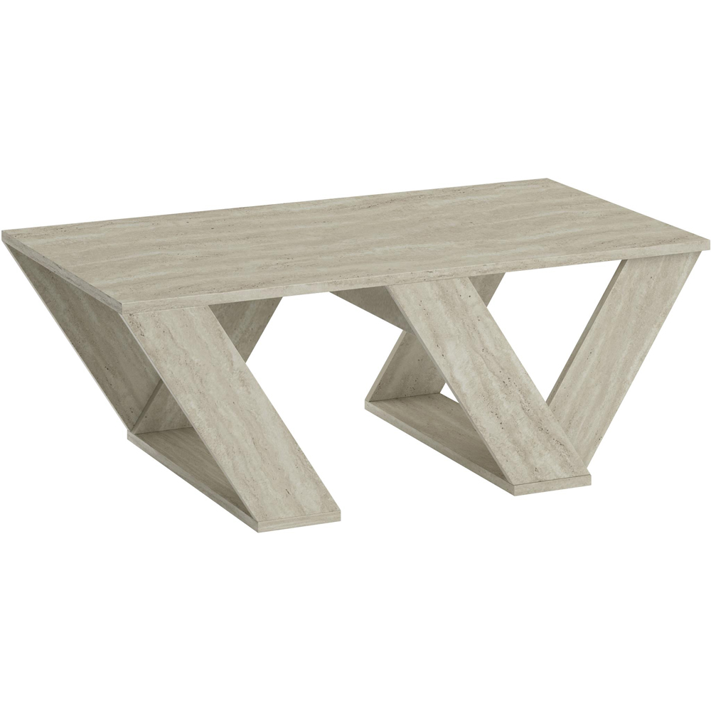 Decortie Pipra Travertine Wood Modern Coffee Table Image 2