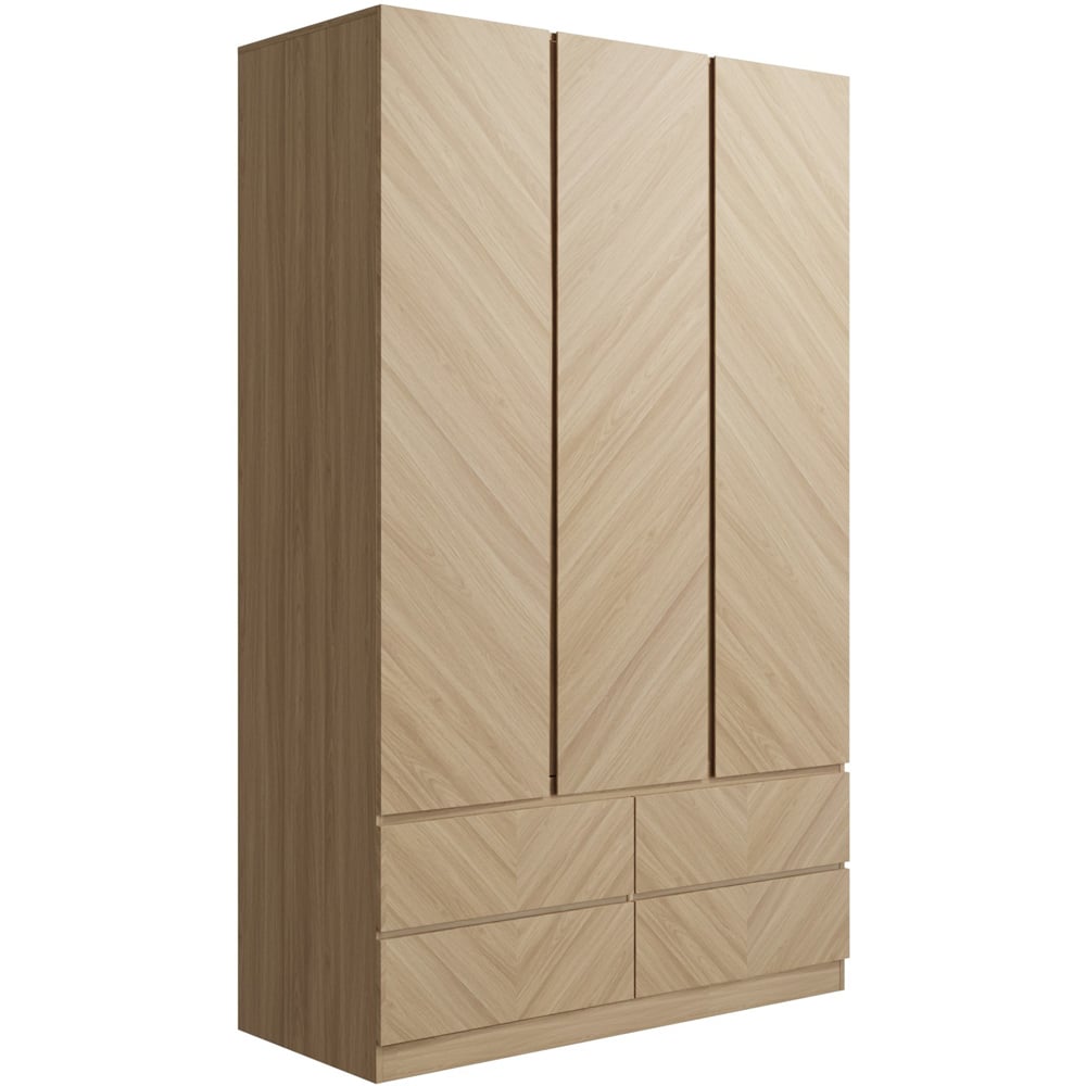 GFW Catania 3 Door 4 Drawer Euro Oak Wood Wardrobe Image 4