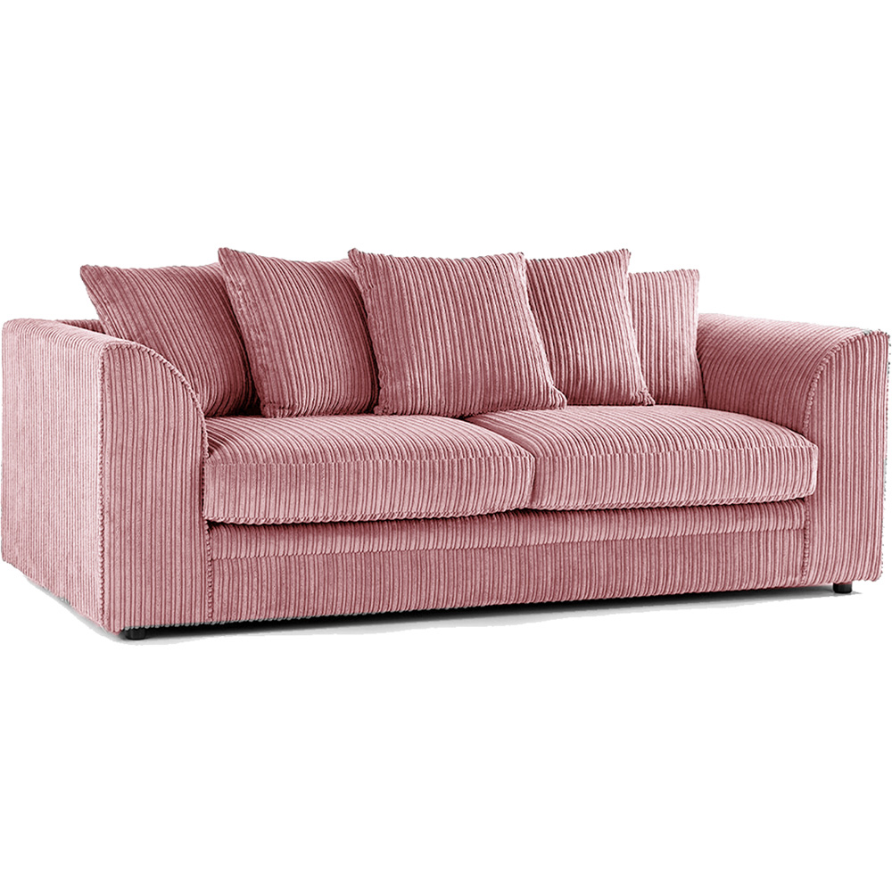 Luxor 3 Seater Pink Jumbo Cord Scatter Back Sofa Image 2