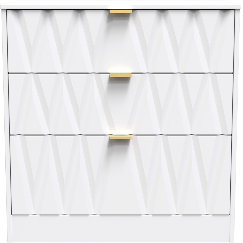 Crowndale Las Vegas 3 Drawer White Matt Deep Chest of Drawers Ready Assembled Image 3