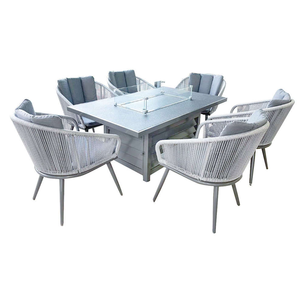 Royalcraft Aspen 6 Seater Firepit Dining Set Grey Image 6