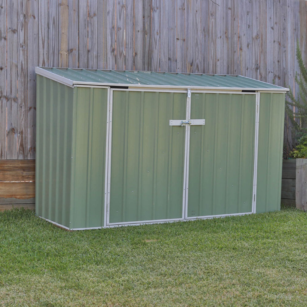 Mercia Absco 7.4 x 2.5ft Eucalyptus Double Door Metal Bike Shed Image 2