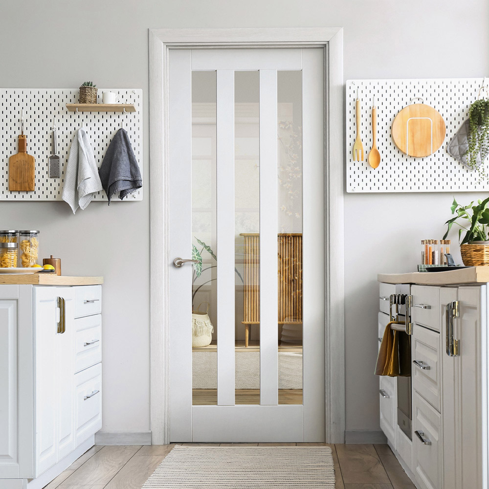 Ashton White Primed 3 Light Clear Glass Internal Door 1981 x 762 x 35mm Image 2
