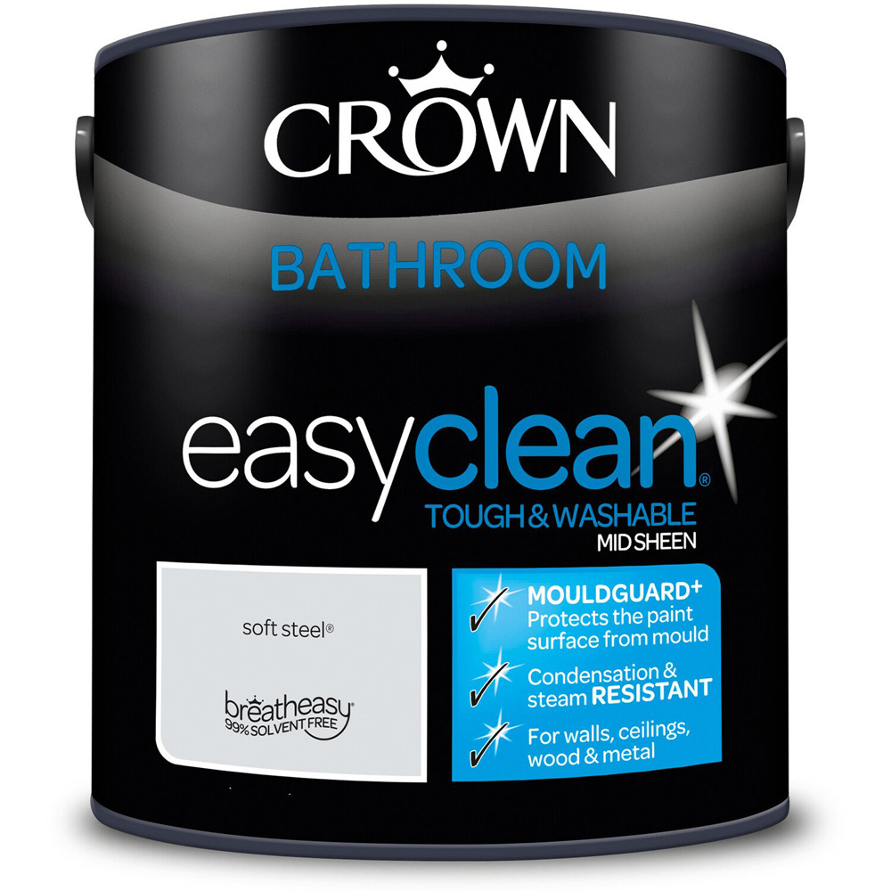 Crown Easyclean Bathroom Paint - Soft Steel Image 2