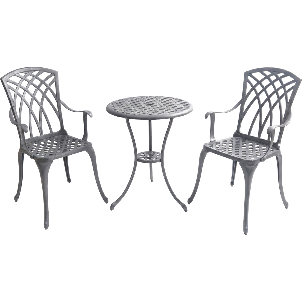 Centurion Supports OSHOWA 2 Seater Grey Aluminium Bistro Set with Table Image 2