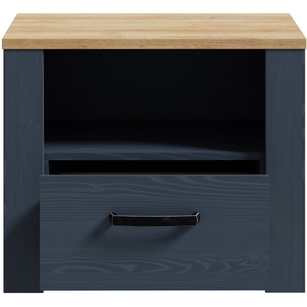 Florence Bohol Single Drawer Navy Oak Bedside Table Image 5